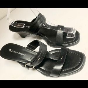 EUC Etienne Aigner Gimmee Black Strappy Slide Sandals Sz 8